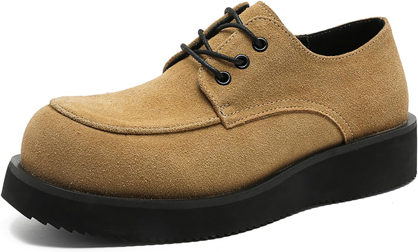 

Мужские оксфорды с квадратным носком на массивной платформе, классическая кожаная обувь с большим носком, удобные, на шнуровке, износостойкие, нескользящие дерби для работы, повседневной носки и формальных мероприятий Twodnawk, хаки