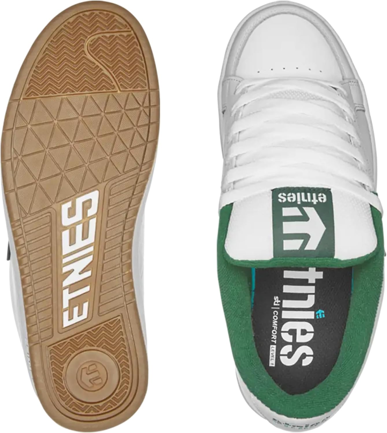 Мужские скейтбордические кроссовки Etnies Kingpin Classic Puffy, экологичные, удобные и прочные, с литой стелькой из EVA, белый/зеленый — фото 2