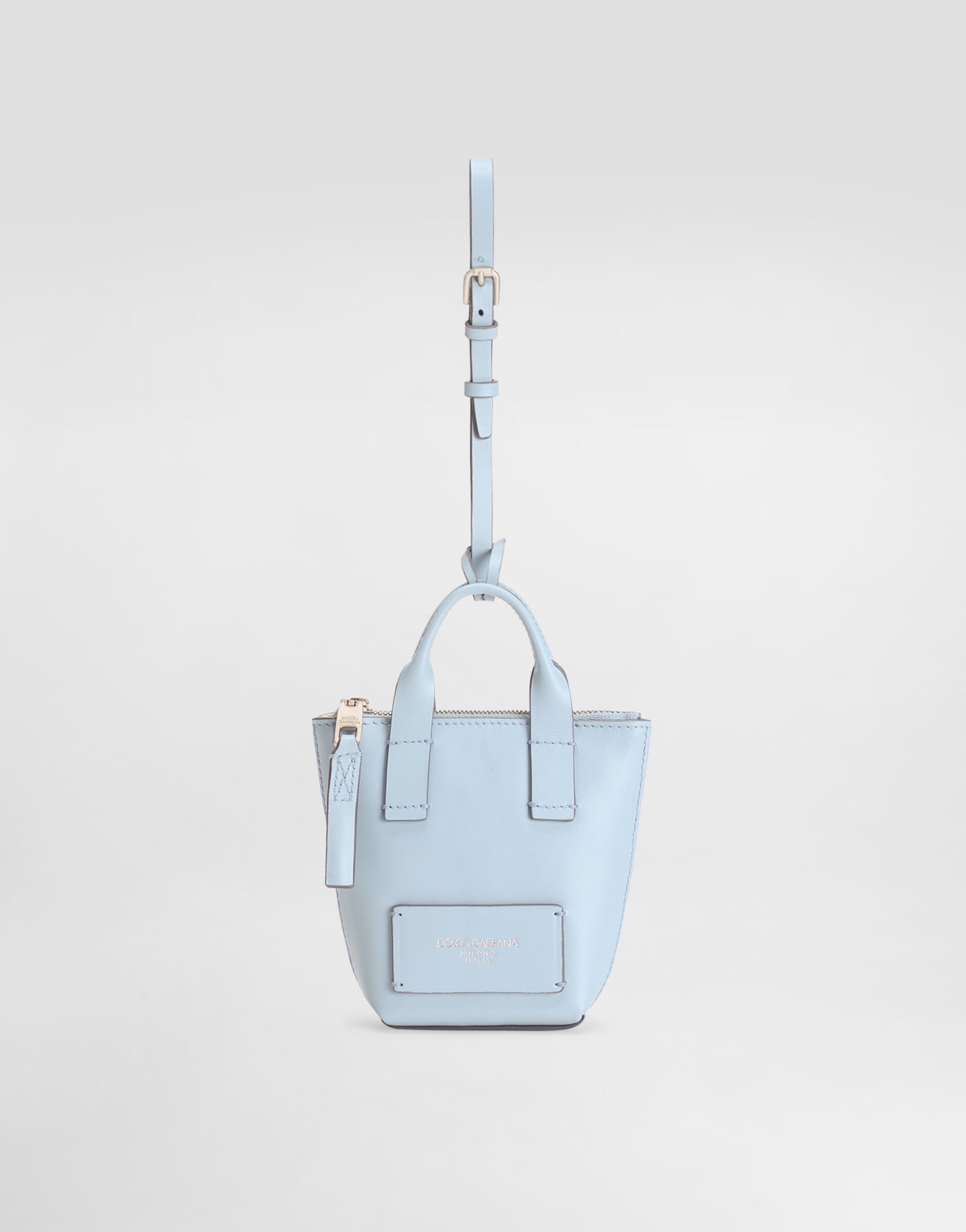 

Мини-сумка-брелок из телячьей кожи Dolce & Gabbana, лазурный