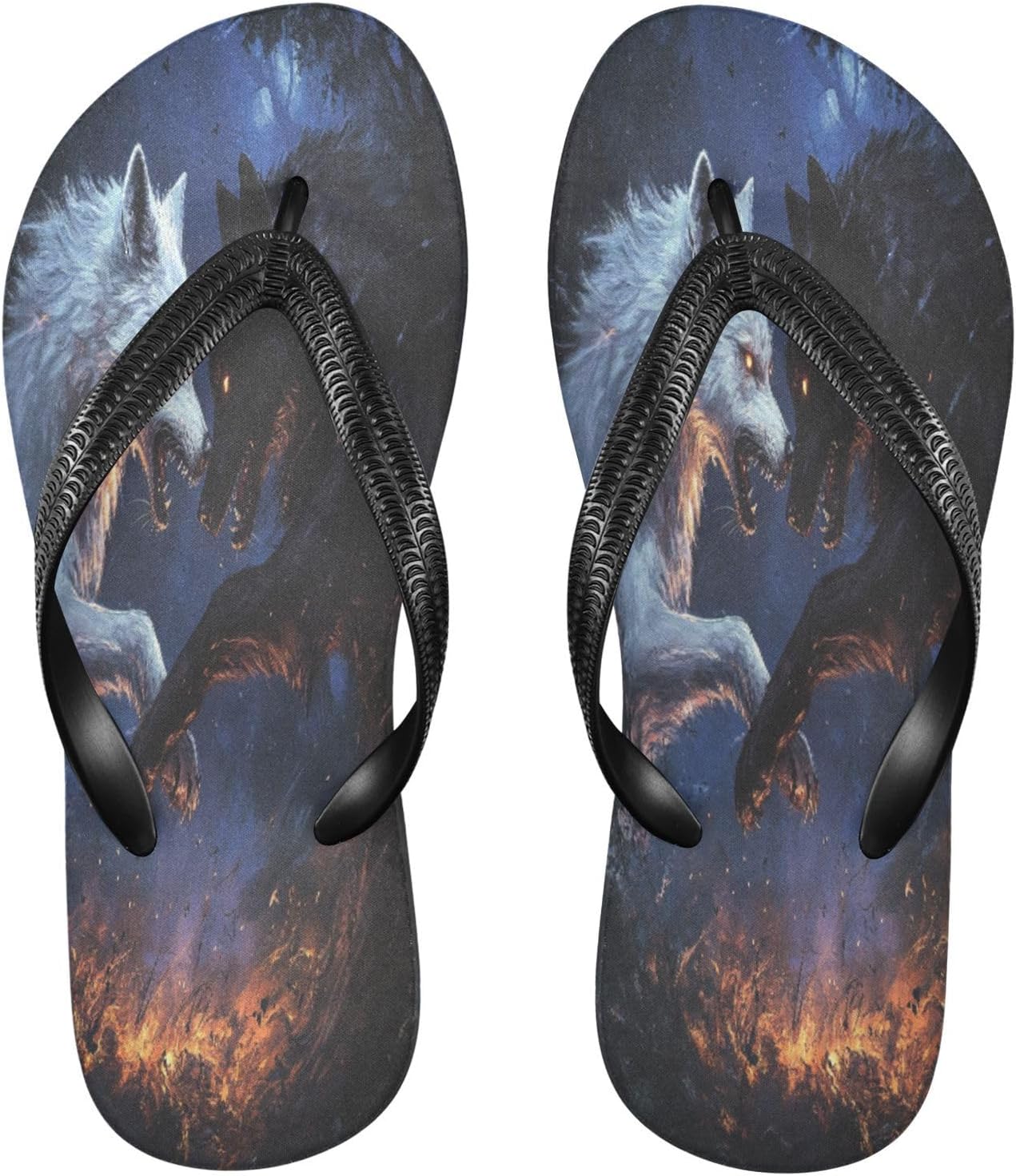 

Синие шлепанцы с изображением волков, пляжные сандалии-вьетнамки, резинескользящие летние тапочки для мужчин и женщин, для прогулок Sinestour