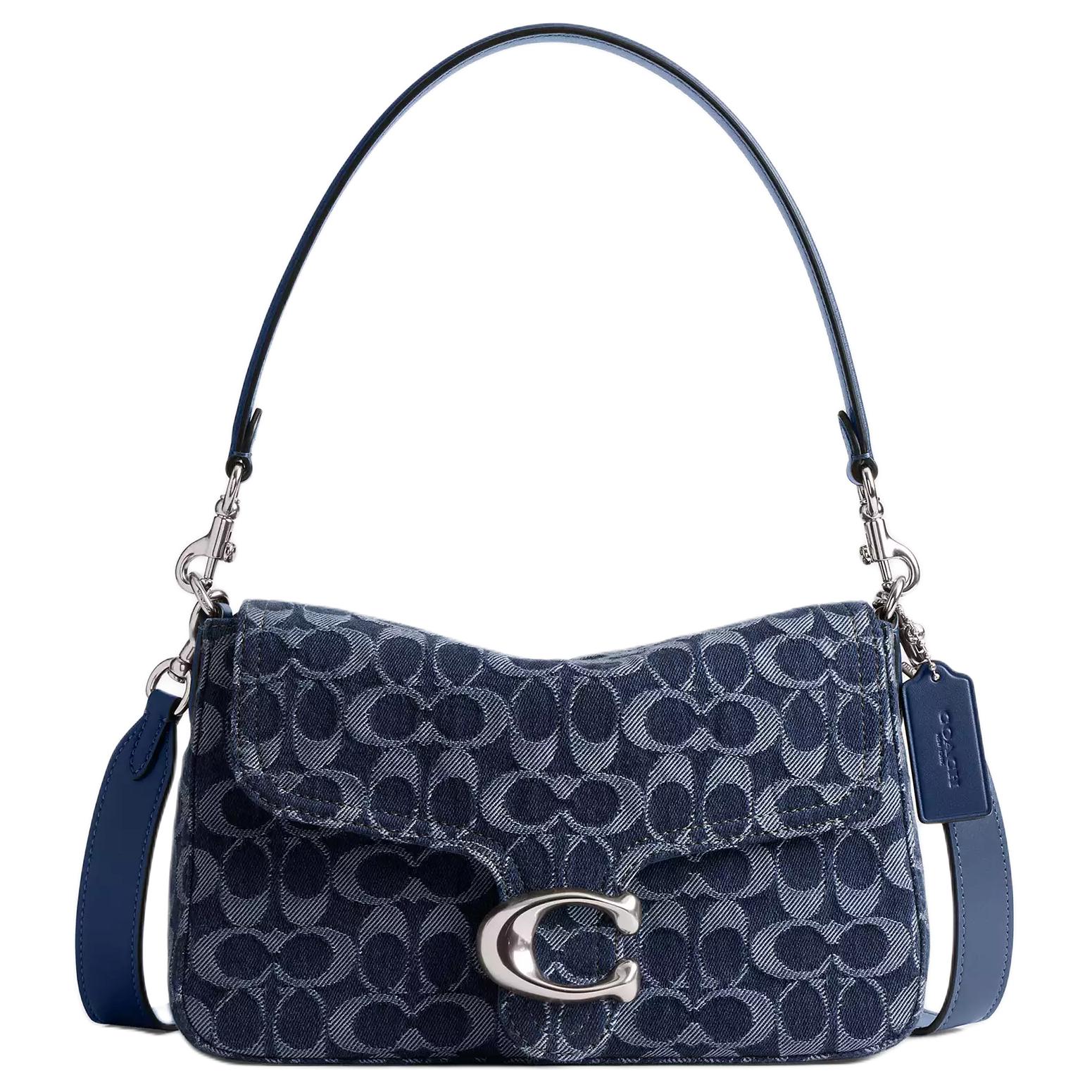 

COACH Джинсовая сумка через плечо среднего размера для женщин темно-синяя