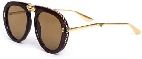 

Женские складные солнцезащитные очки с бриллиантами 2027 года, для женщин и мужчин, с кристаллами, женские очки с защитой от УФ-излучения UV400 MTZJH, Brown