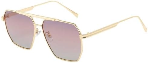 

Модные солнцезащитные очки большого размера для женщин в металлической оправе, многоугольные солнцезащитные очки с защитой UV400, винтажные очки для мужчин MTZJH, Gold-pink