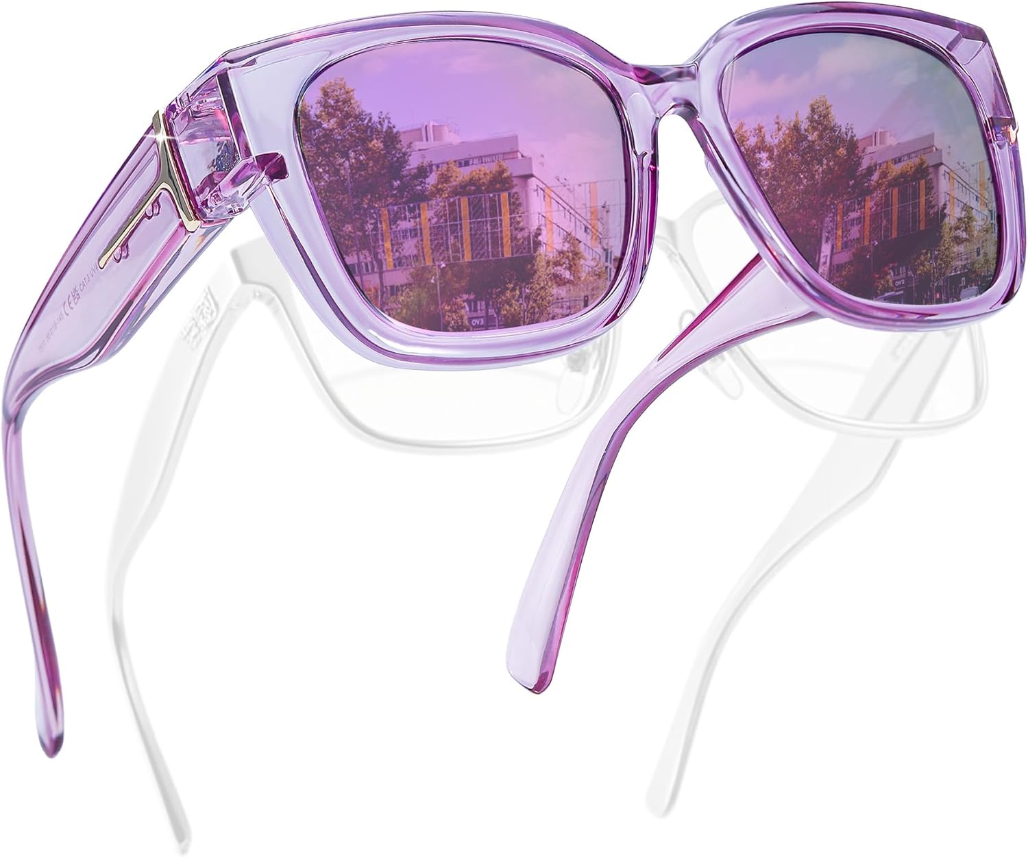 

Солнцезащитные очки FancyPink Polarized Fit Over Glasses для женщин с защитой от УФ-излучения - зеркальные очки, модные большие квадратные солнцезащитные очки, A05-pink Frame Pink Lenses