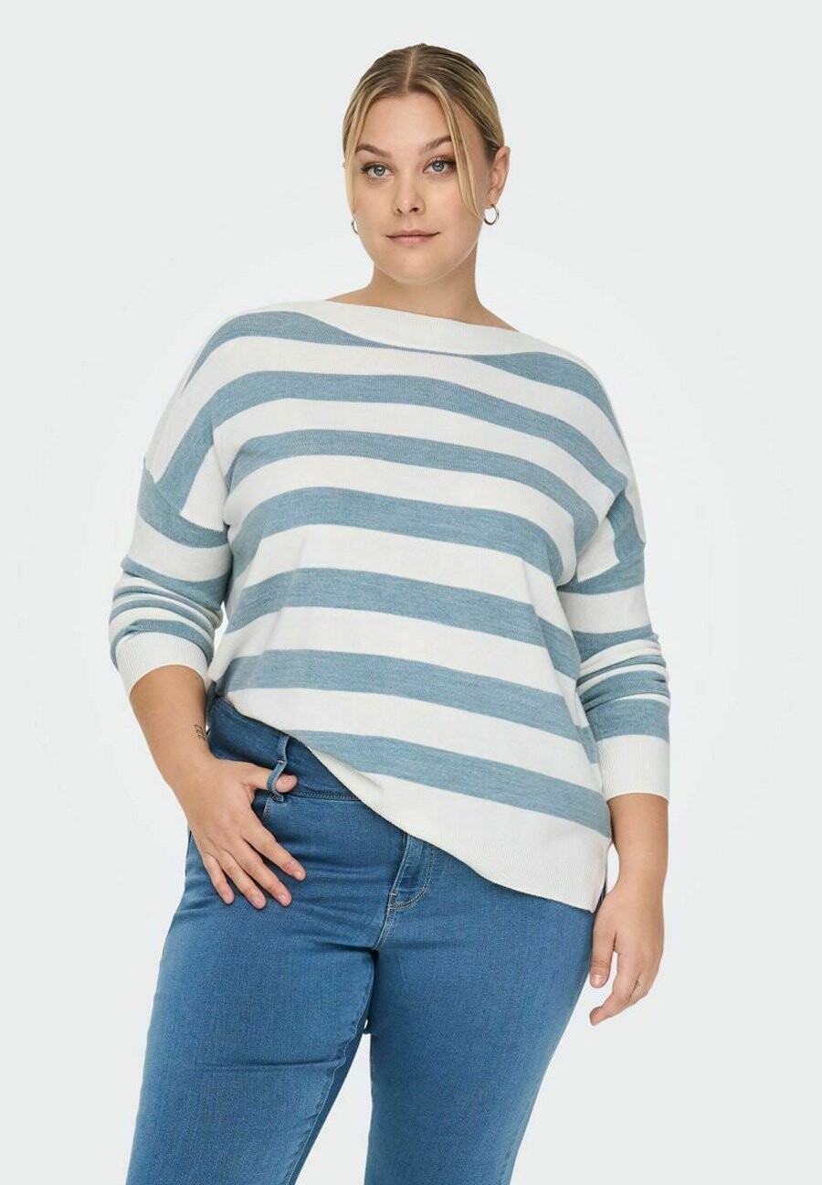 

Свитшот ONLY Carmakoma CURVY U BOOT AUSSCHNITT, цвет blue blizzard