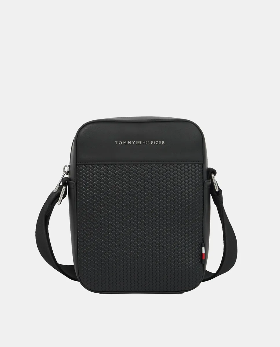 

Мужская экокожаная сумка с фронтальным логотипом Tommy Hilfiger, черный
