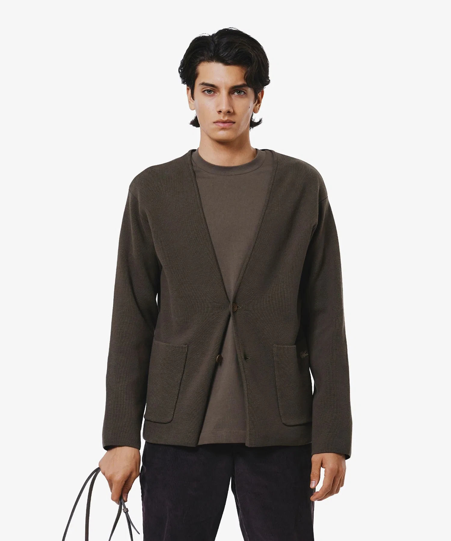 Кардиган Milano в рубчик, однотонный, серый