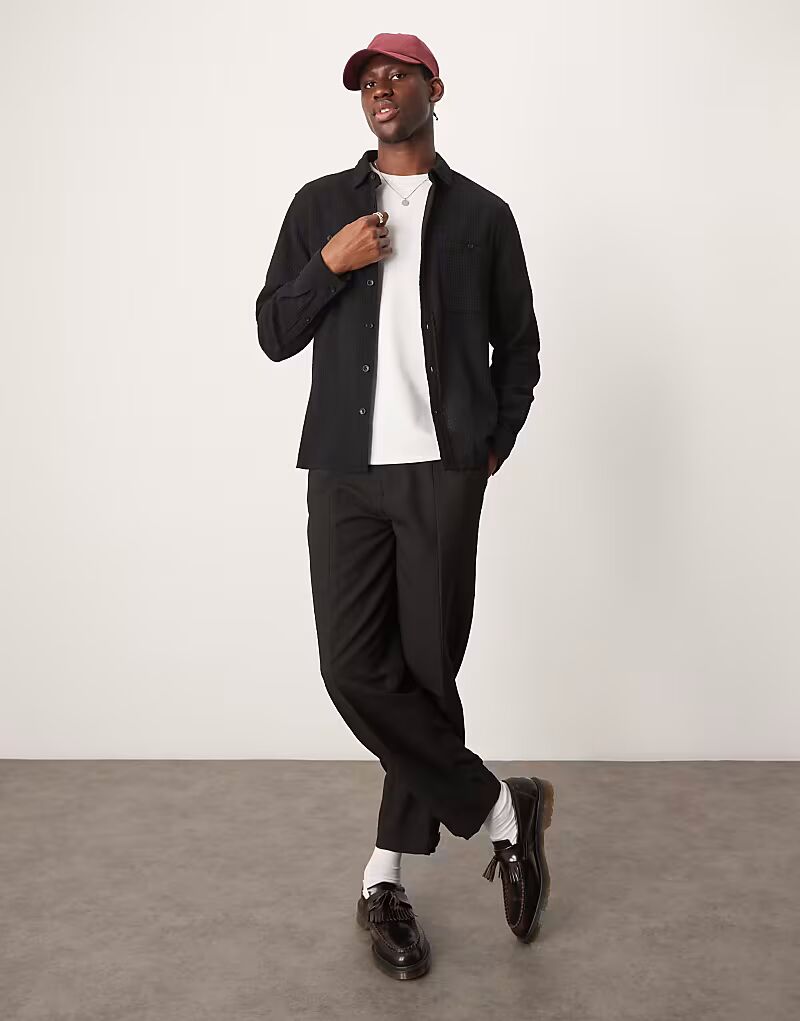 

Рубашка из вафельной ткани черного цвета Asos Design