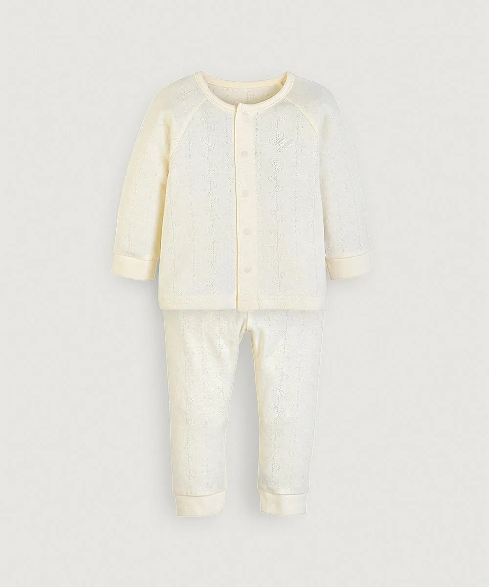 Топ с длинными рукавами и брюки с нежной перфорацией Moimoln, PALE beige