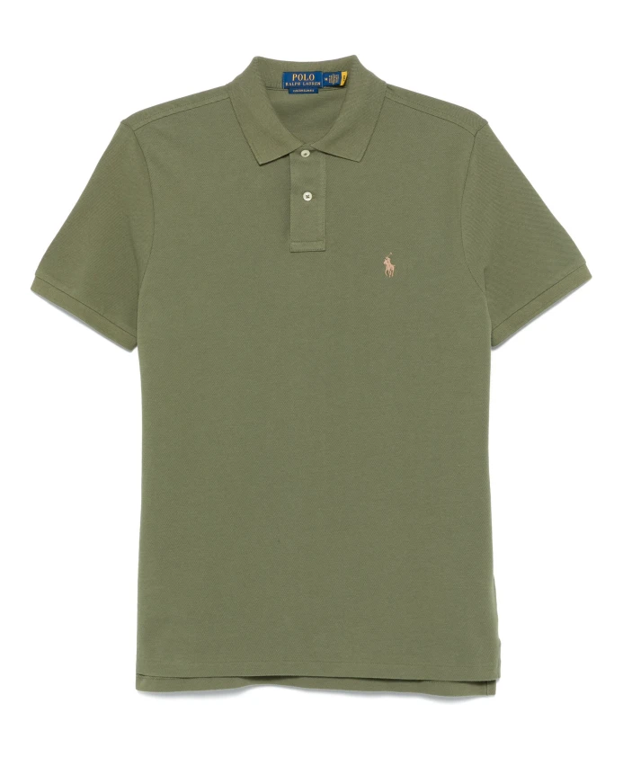 

Приталенная рубашка-поло из хлопковой сетки приталенного кроя Polo Ralph Lauren, зеленый