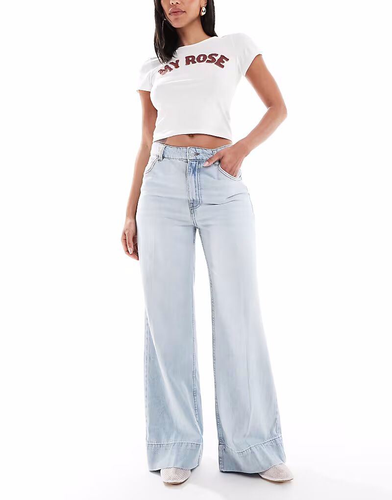 

Широкие джинсы ASOS DESIGN со стрелками спереди, бледный цвет