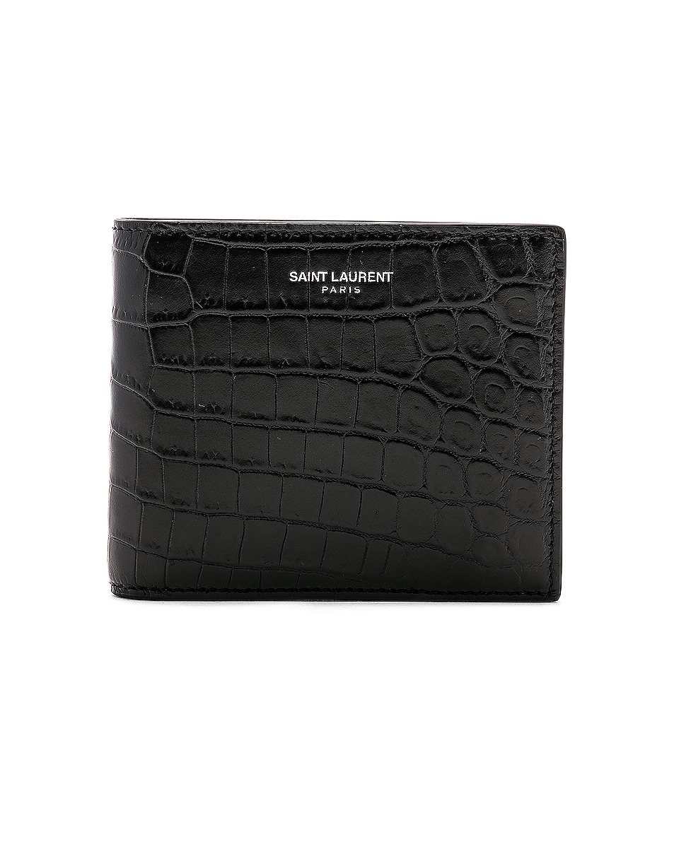 

Кошелек Saint Laurent Matte Croc Billfold, черный