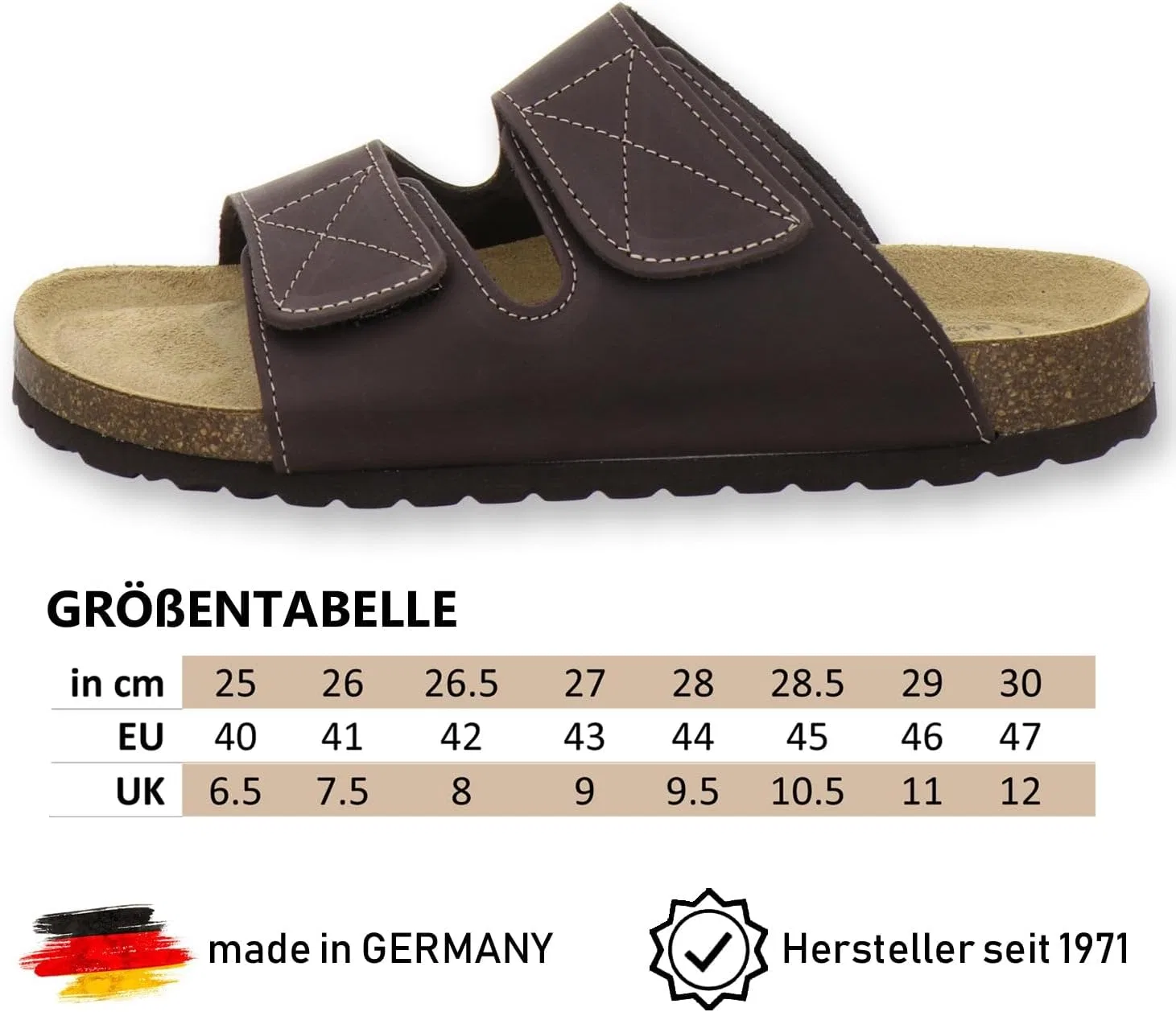Удобные мужские мюли AFS-Schuhe 3108, кожаные, рабочие, изготовлены в Германии, Mocha — фото 3
