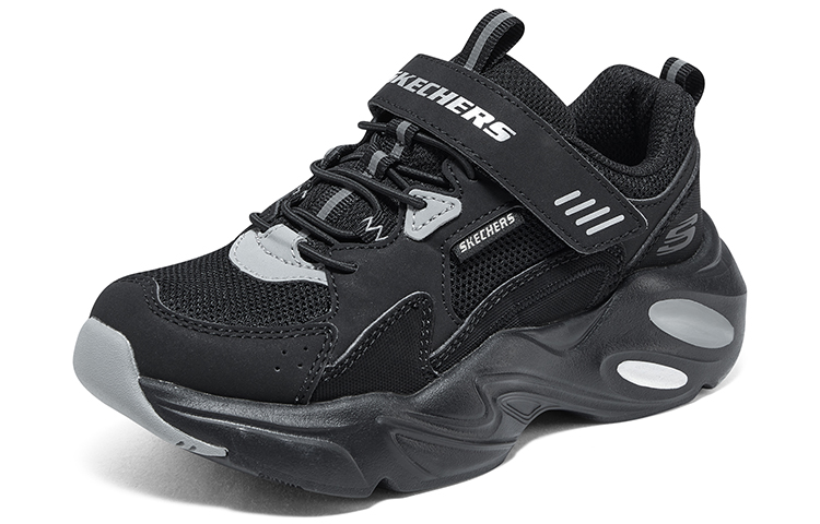 Низкие детские повседневные кроссовки Black Gray Skechers — фото 3