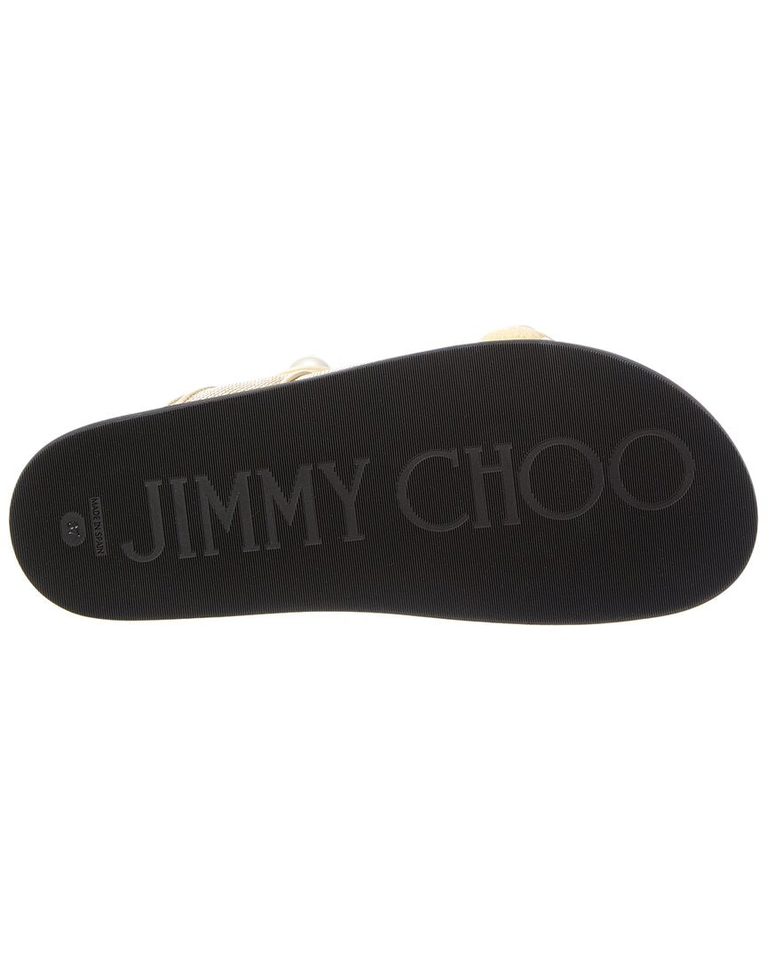 Jimmy Choo Fayence Mesh & Leather Sandal, золотой — фото 4