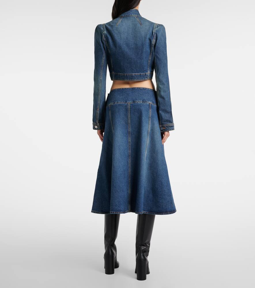 Джинсовая миди-юбка с заниженной талией Alaïa, Bleu Delave — фото 3
