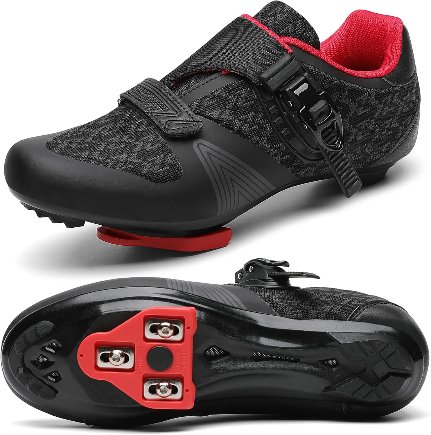 

Велосипедные туфли для мужчин и женщин, совместимые с велосипедами Peloton, с креплением Delta для шоссейного, домашнего и уличного катания Vikoviren, черный/красный