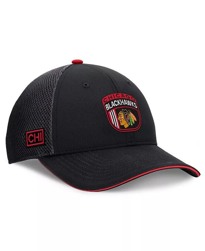 

Мужская черная регулируемая кепка Chicago Blackhawks 2024 NHL Draft On Stage Trucker Fanatics