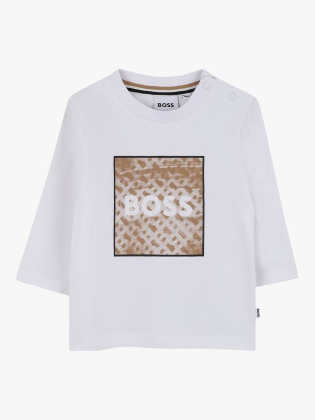 

Детская футболка с длинным рукавом и логотипом из хлопкового материала HUGO BOSS