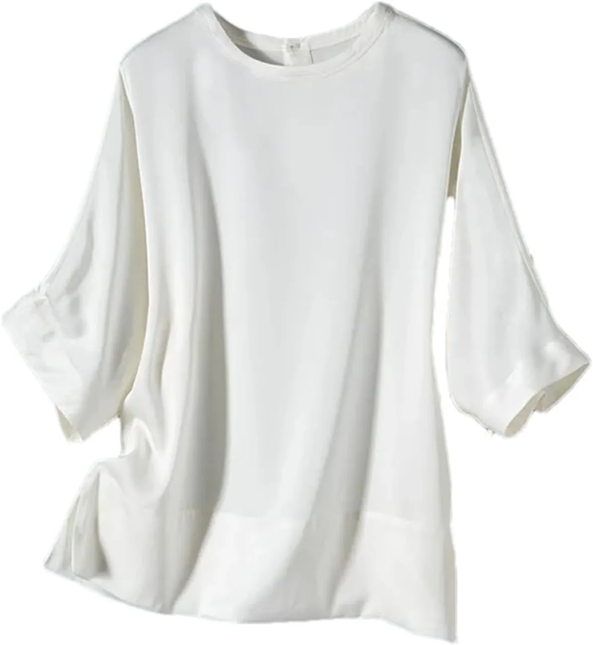 

Женская футболка из натурального шелка с коротким рукавом OWEIEYEU