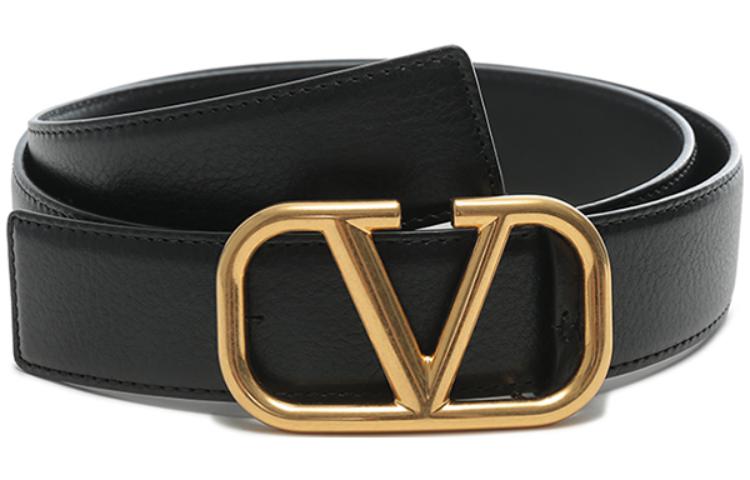 

Valentino Кожаный ремень из коровьей кожи с металлической фурнитурой мужской черный 3.5 см, Black