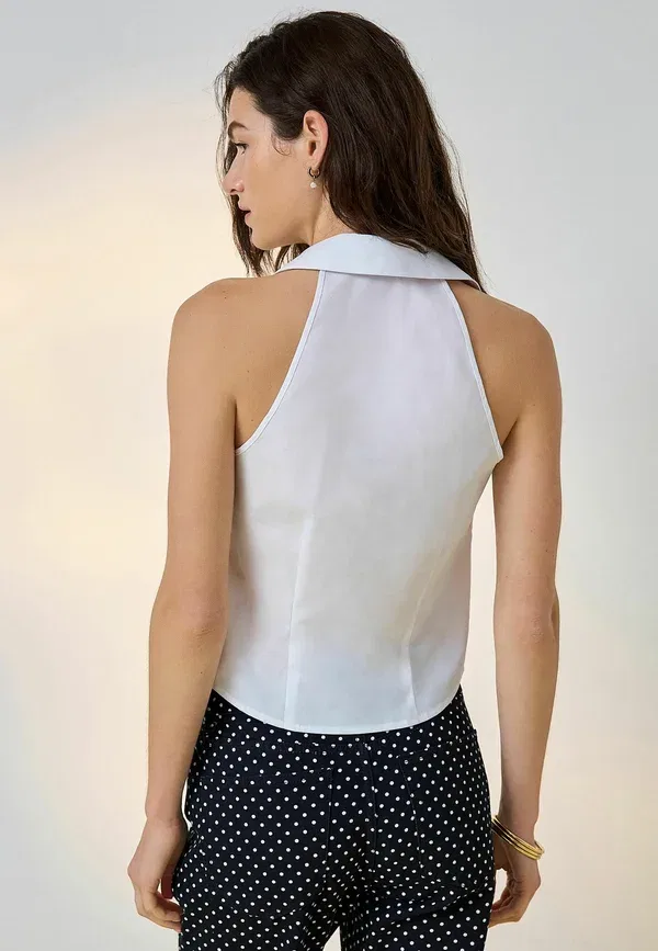 Топ Regular fit Next, halter neck sleeveless shirt, белый