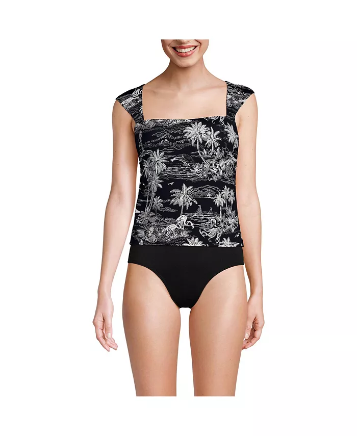 

Женский топ-танкини с квадратным вырезом и косточками Lands' End, черный