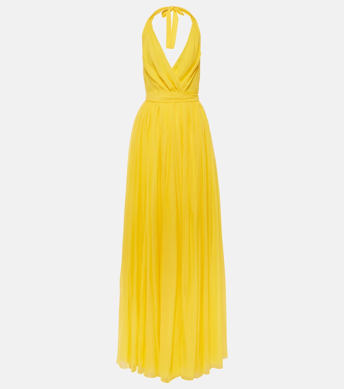 

Платье из шелкового шифона с халтернеем Dolce&Gabbana, Giallo