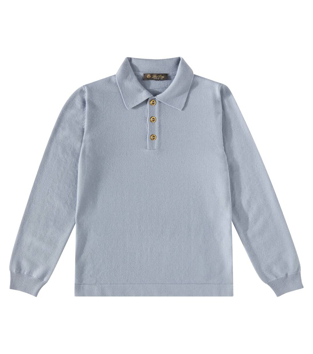 

Шерстяной свитер-поло Wonderland Loro Piana Kids, цвет dewdrop blue