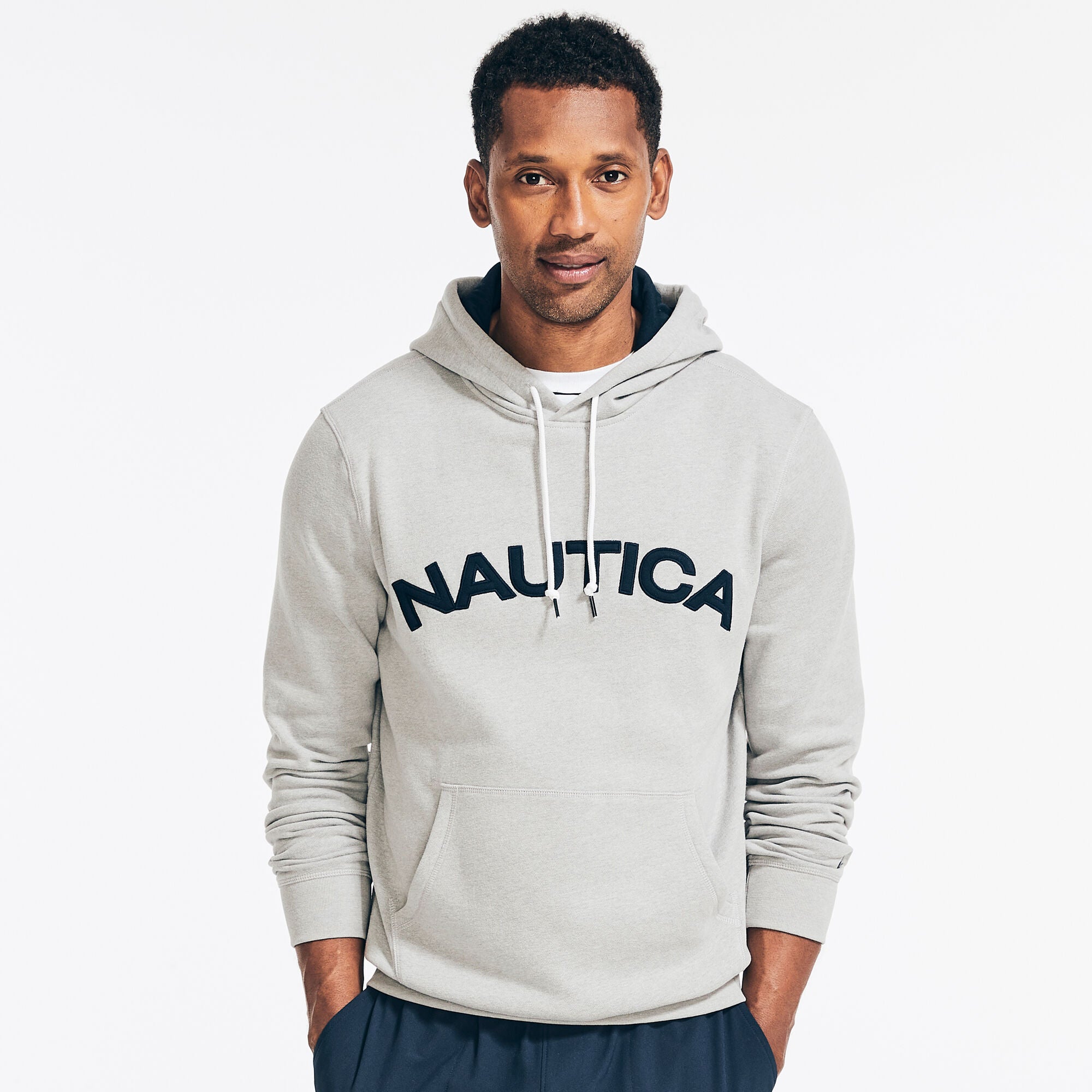 

Мужской пуловер с капюшоном Nautica с логотипом, цвет Grey Heather