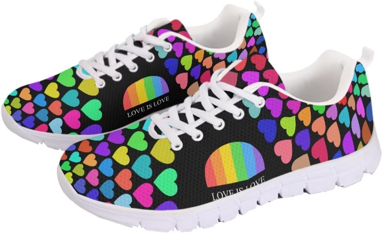 

Кроссовки для взрослых девушек, дышащие теннисные кроссовки, беговая обувь, уличная обувь, спортивные кроссовки для женщин и мужчин Getelinseng, Colorful Heart Rainbow