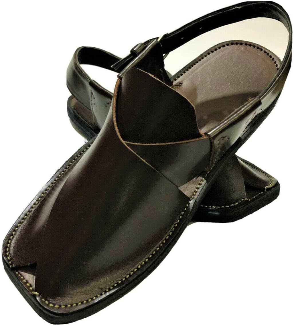 

Мужские пешаури ультратонкие кожаные сандалии/шлепанцы ручной работы Generic, темно-коричневый