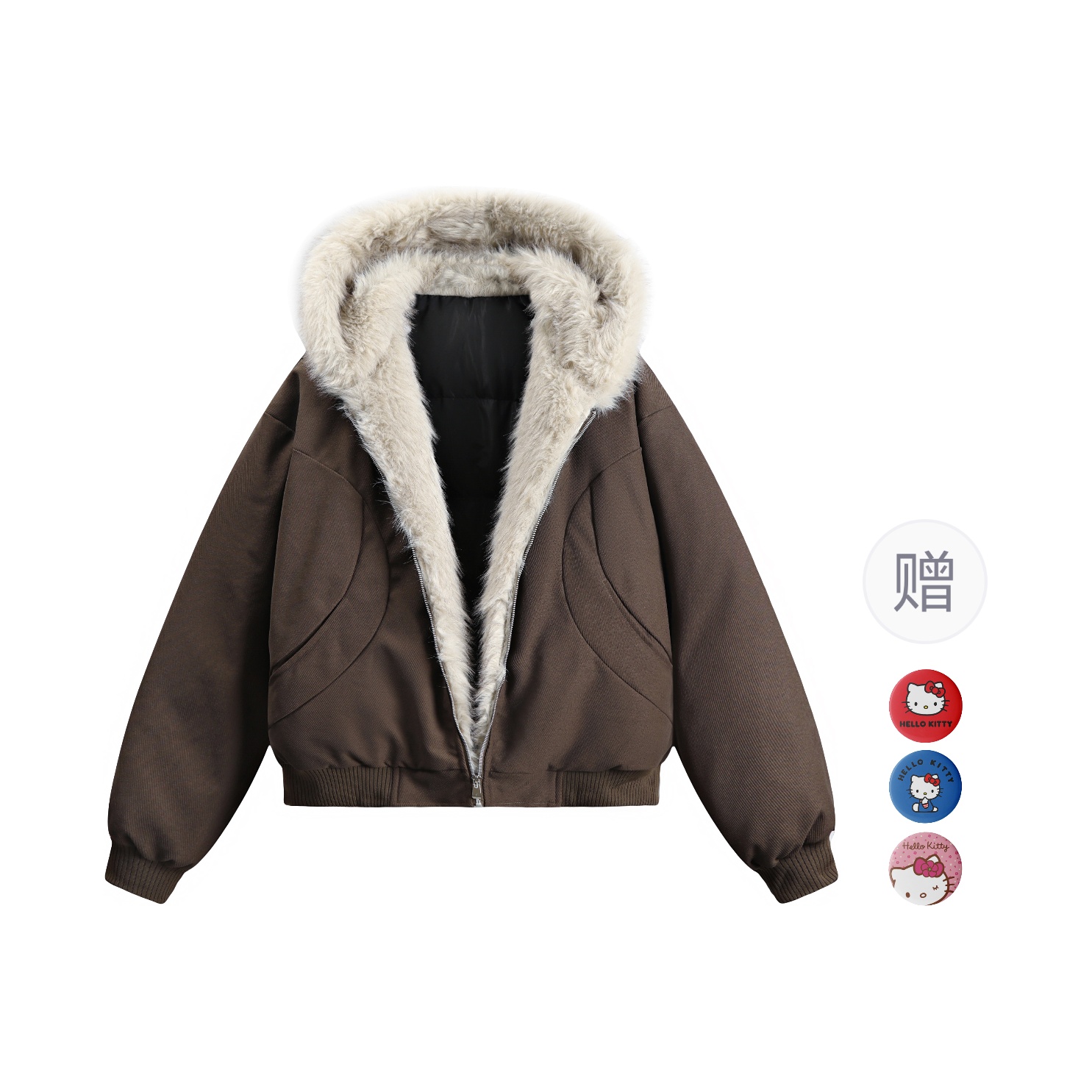 

Hello Kitty Hello Kitty SS25 Пуховая куртка-пальто унисекс Sanrio, коричневый