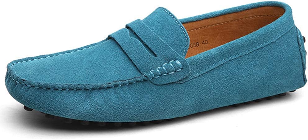 

Мужские замшевые кожаные лоферы ANUFER, удобные мокасины, голубой