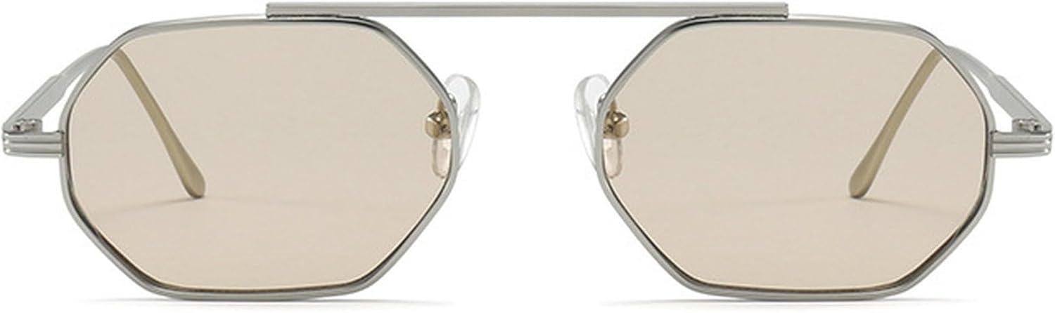 

Ретро-солнцезащитные очки Polygon Small Square для женщин, модная металлическая оправа, линзы с океаническим градиентом, мужские солнцезащитные очки в стиле панк mincl, C4