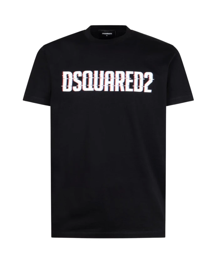 

Футболка с круглым вырезом и принтом в стиле «глюк» Dsquared2, черный
