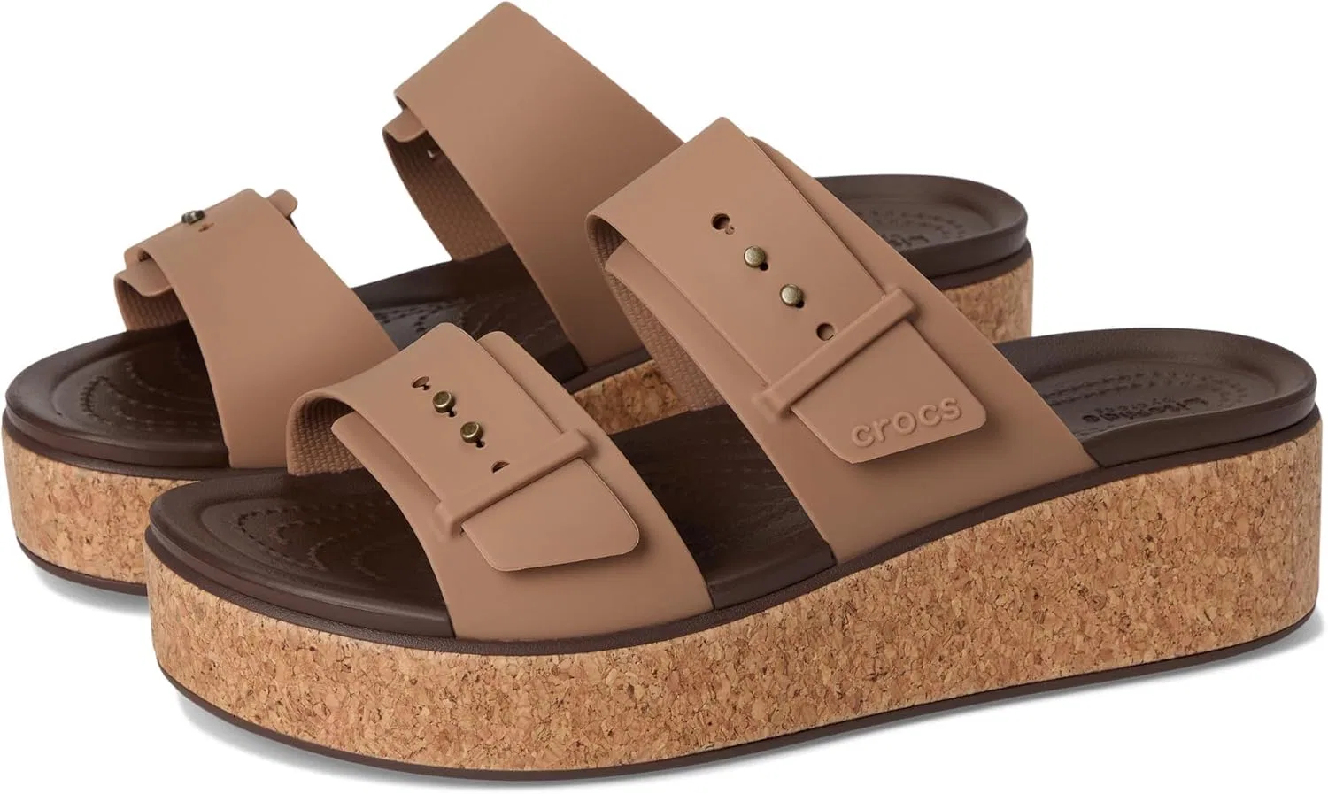 Crocs Женские Бруклинские Пробковые Сандалии с пряжкой, Milk Chocolate