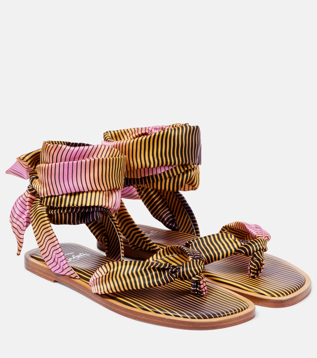 Сандалии Nilo Du Désert из полосатого креп-сатина Christian Louboutin, Multi/ Lin Multi