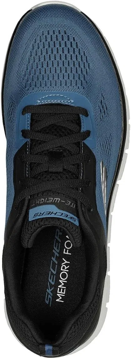 Мужские спортивные кроссовки Skechers Track Broader, Blue Mesh Pu Black Trim — фото 4