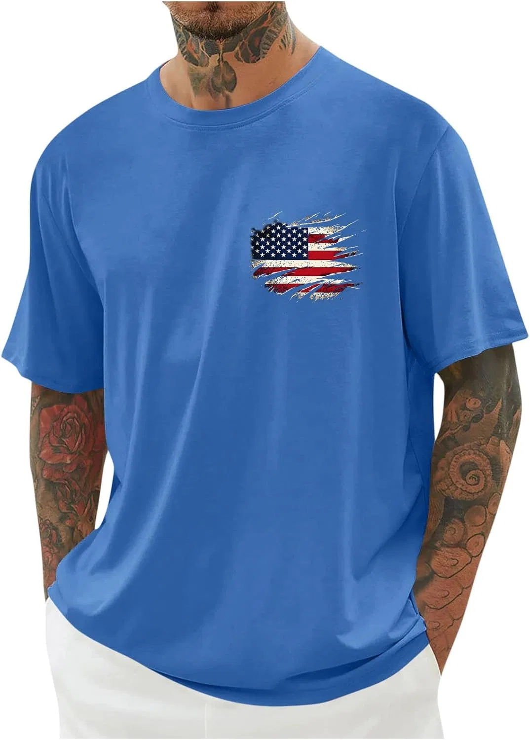 Футболка поло с флагом США, мужская, Royal Blue