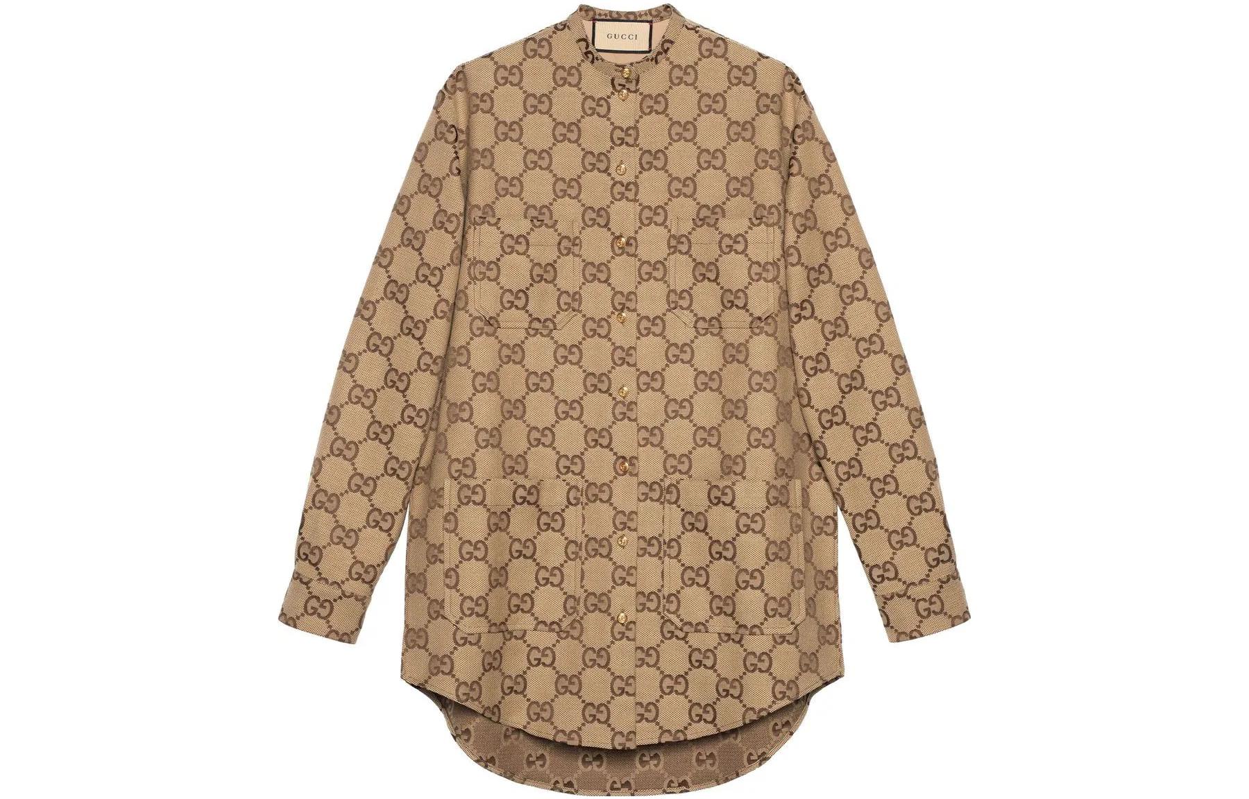 

Футболка Gg Supreme Canvas Shirt GUCCI, Тёмная Умбра