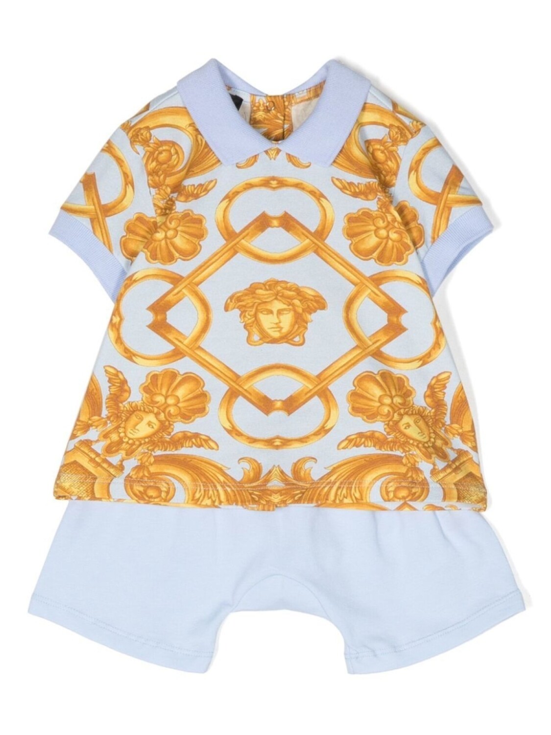 

Комплект из шортов и футболки с принтом Baroque Versace Kids, синий