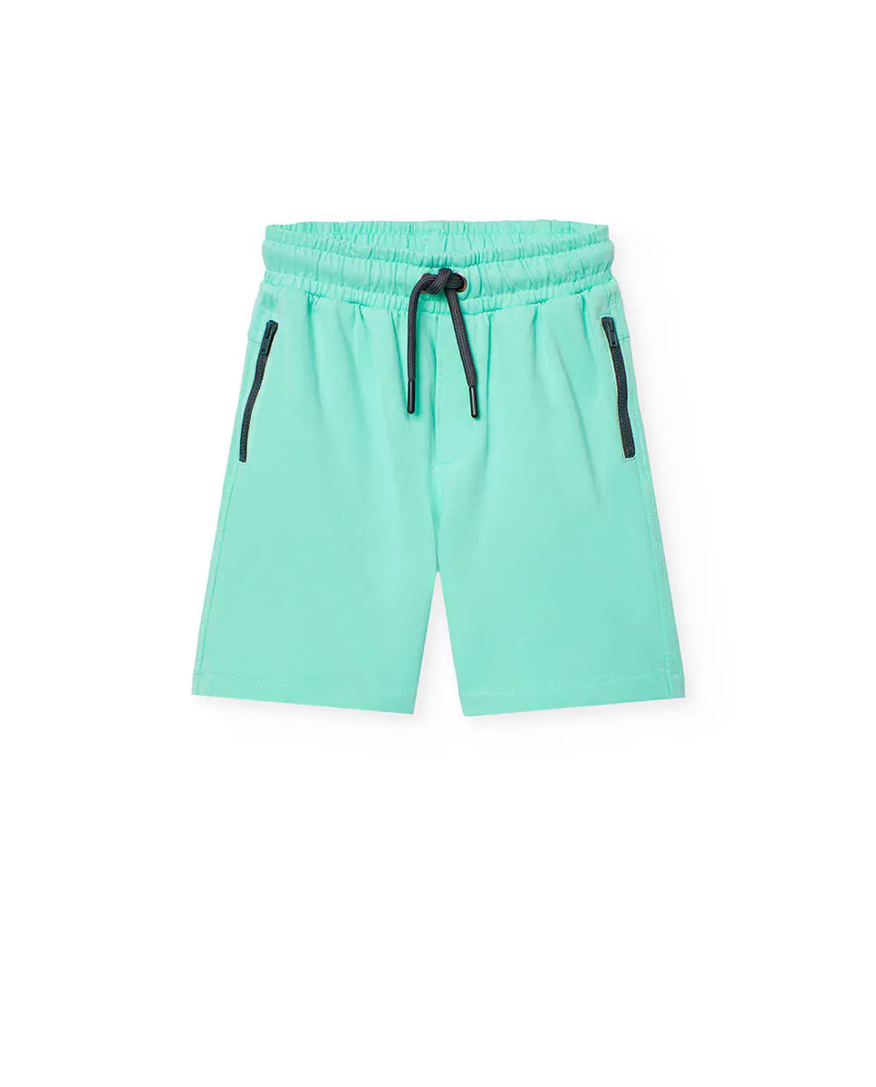 

Детские хлопковые бермуды с карманами на молнии Boboli, светло-зеленый