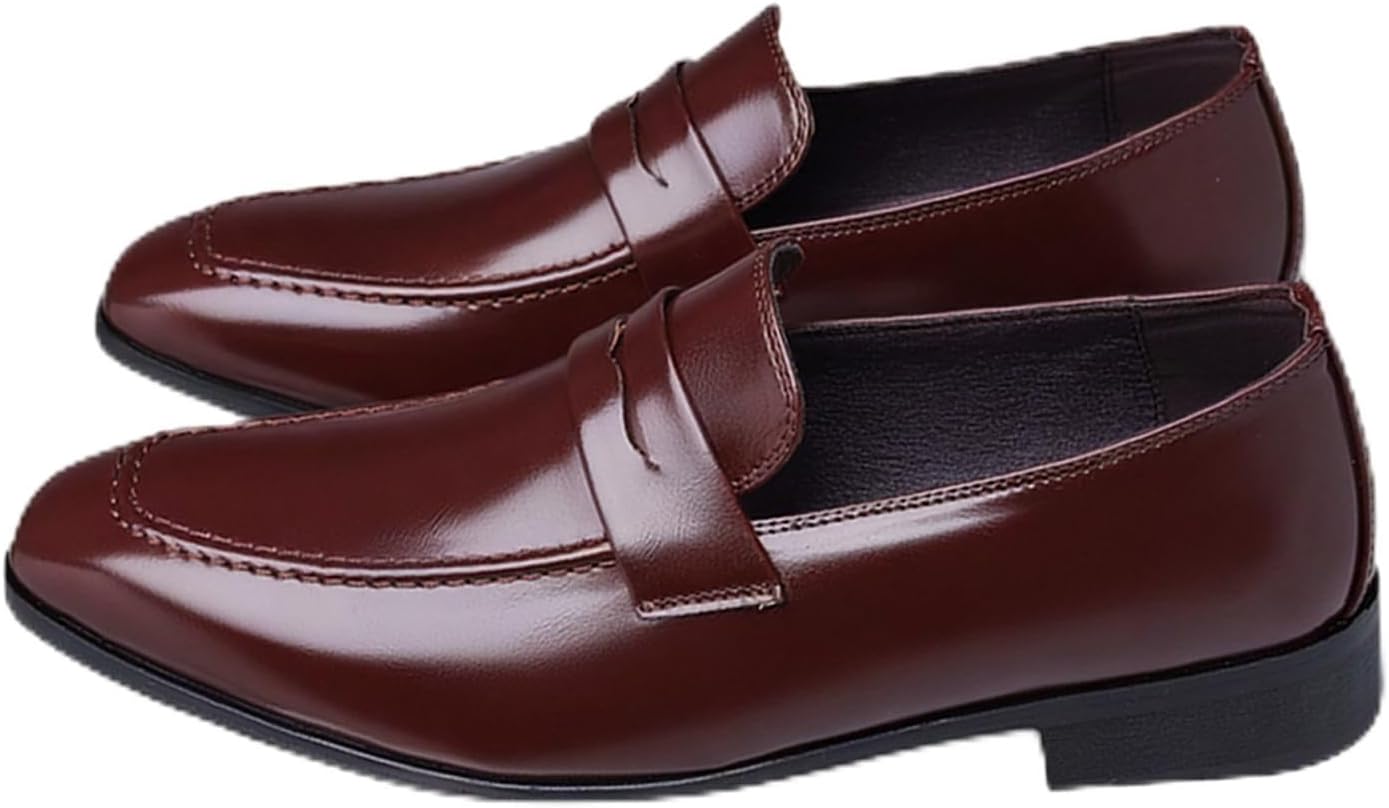 

Мужские кожаные мокасины с низким блочным каблуком, пенни-лоферы, удобные, мягкие, противоскользящие, без шнурков, повседневная обувь для работы, бизнеса и вождения Bzikbge, коричневый