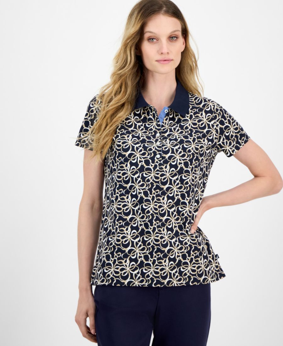 

Женская поло-рубашка с коротким рукавом и лентами Nautica Jeans, Night Sky Multi