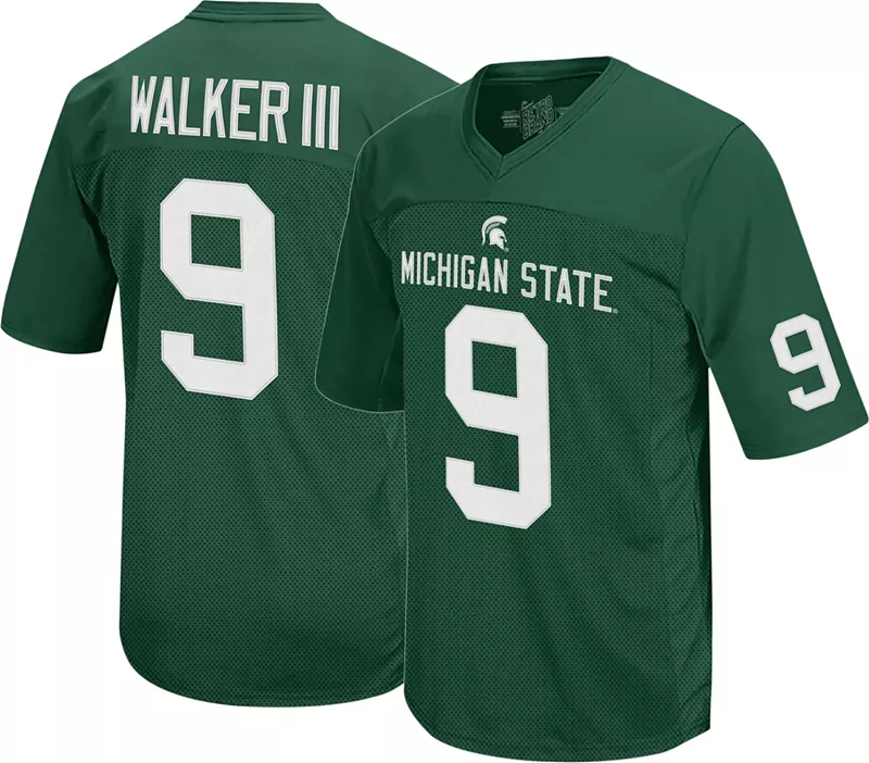 

Мужская футболка в стиле ретро-бренда Michigan State Spartans Kenneth Walker III #9, зеленая реплика, футбольная майка Retro Brand
