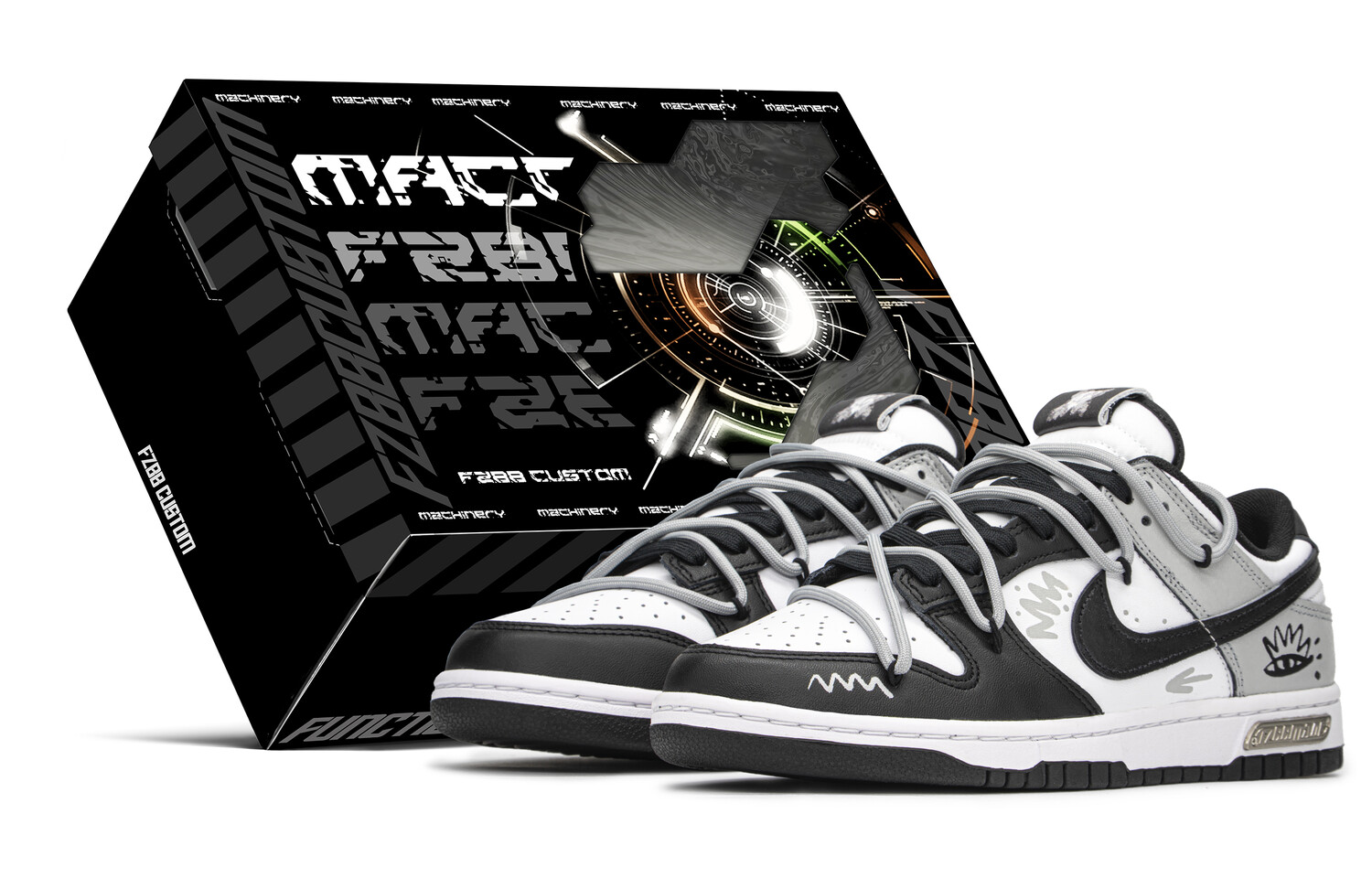 Кроссовки Nike Dunk Skateboard Shoes Unisex Low-Top Black White Gray