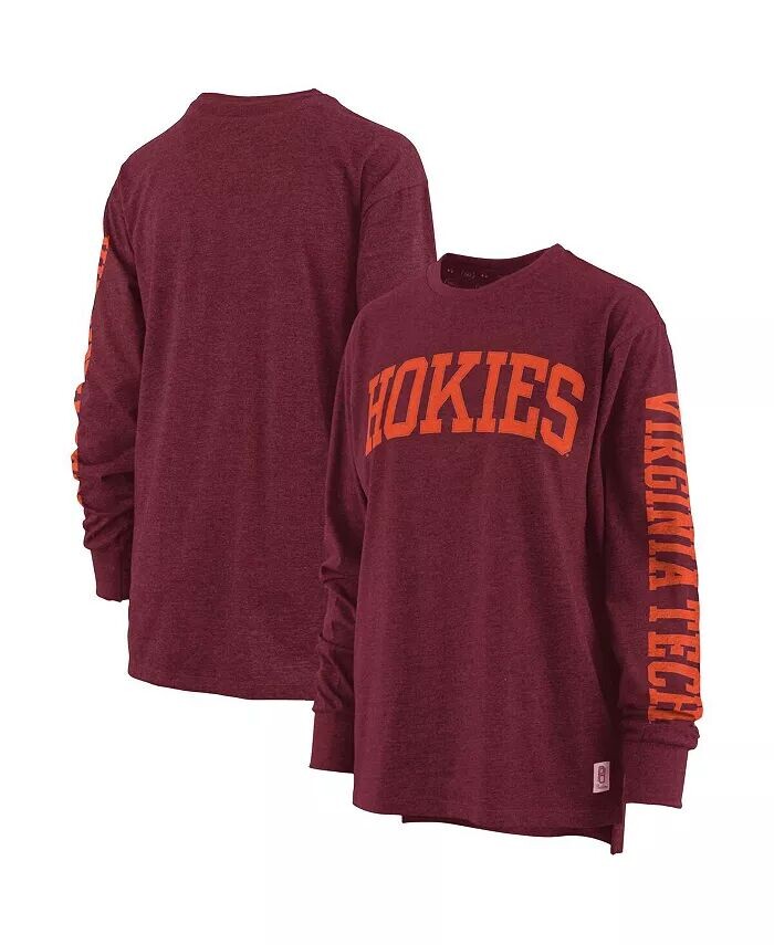 

Женская темно-бордовая футболка с длинными рукавами Virginia Tech Hokies Two-Hit Canyon Pressbox