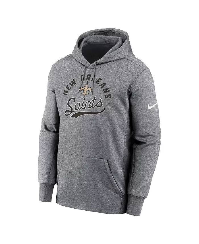 Мужская серая толстовка с капюшоном New Orleans Saints из флиса Performance Fleece Nike — фото 2
