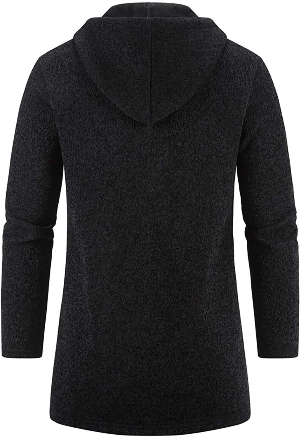 Мужской свитер-куртка Slim Fit на молнии, модное зимнее пальто из плюша с длинными рукавами, худи с карманами Generic, черный — фото 4
